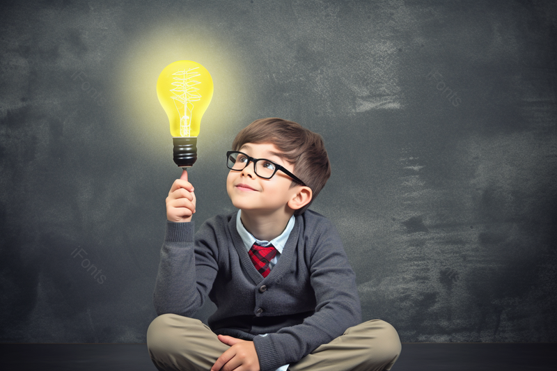 一个想法从男孩的脑子冒出,高清,摄影图,摄影图片,图片大全,摄影图免费下载